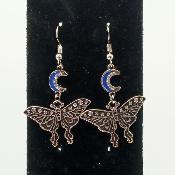 Spencer's Jewelry - Silver and Blue Hypoallergenic Lunar Moth Dangle Earrings - Spencer's